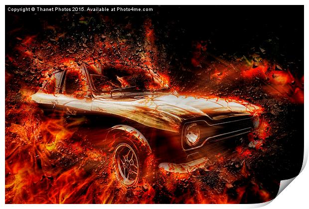 Exploding car  Print by Thanet Photos