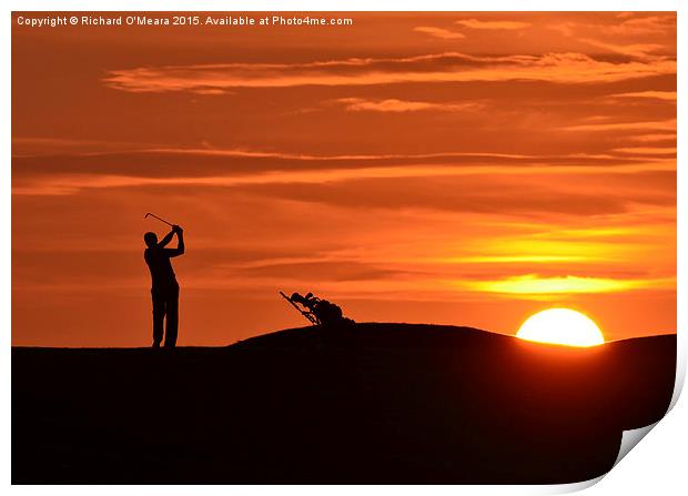  Golfer at sunset Print by Richard O'Meara