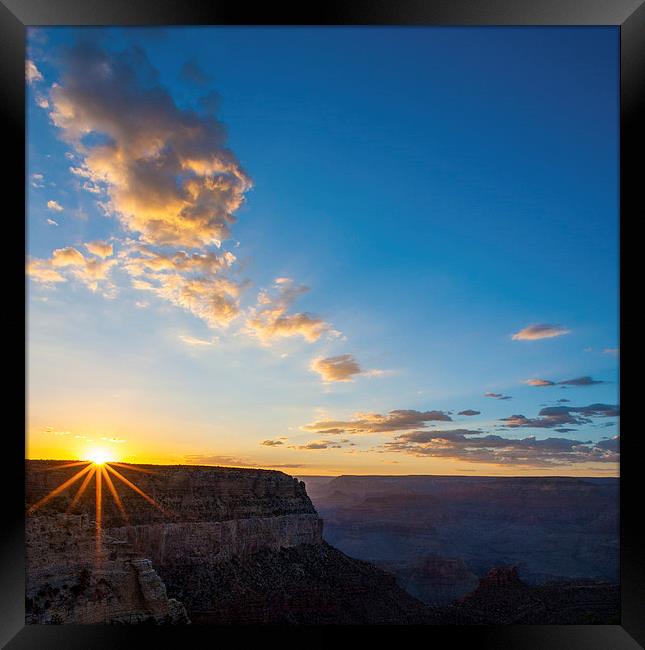 Grand Canyon Sunset starburst Framed Print by Greg Marshall