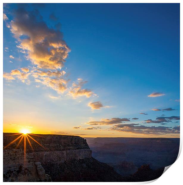 Grand Canyon Sunset starburst Print by Greg Marshall