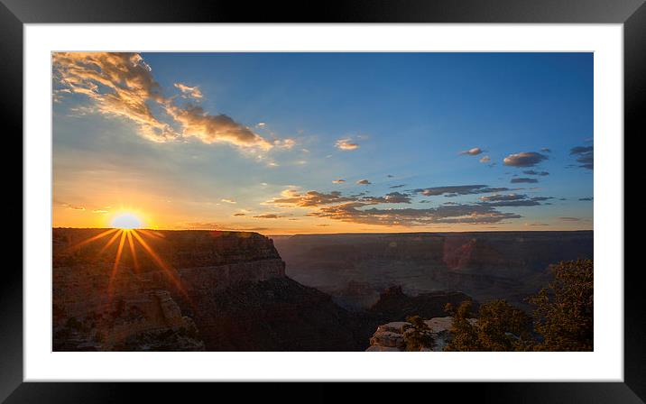Grand Canyon Sunset starburst  Framed Mounted Print by Greg Marshall