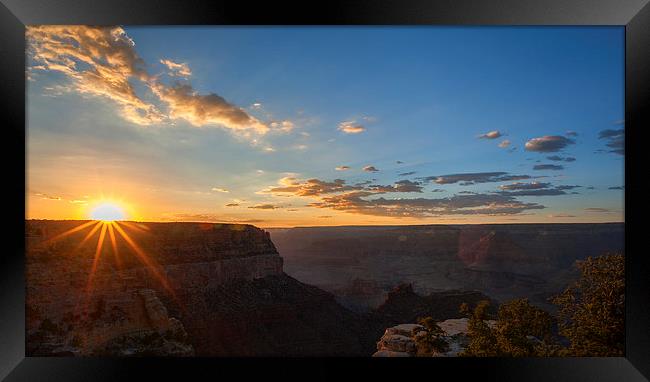 Grand Canyon Sunset starburst  Framed Print by Greg Marshall