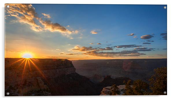 Grand Canyon Sunset starburst  Acrylic by Greg Marshall