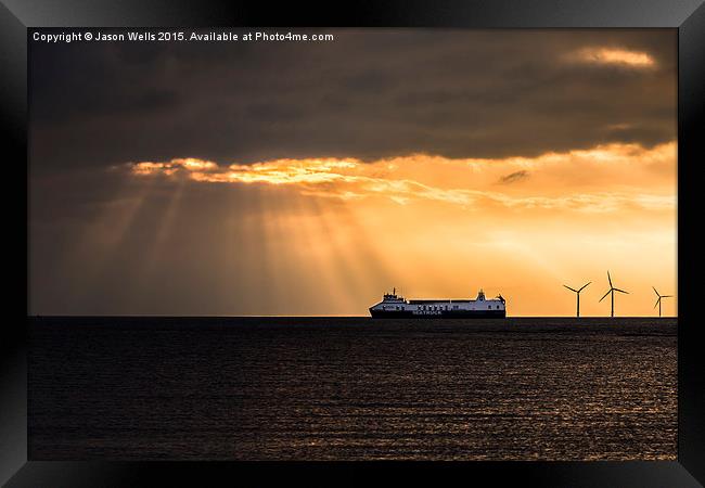  Sunset over the Seatruck Framed Print by Jason Wells