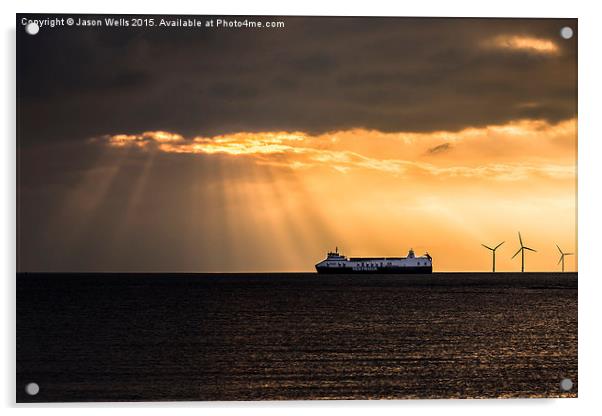  Sunset over the Seatruck Acrylic by Jason Wells