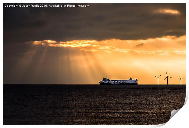  Sunset over the Seatruck Print by Jason Wells