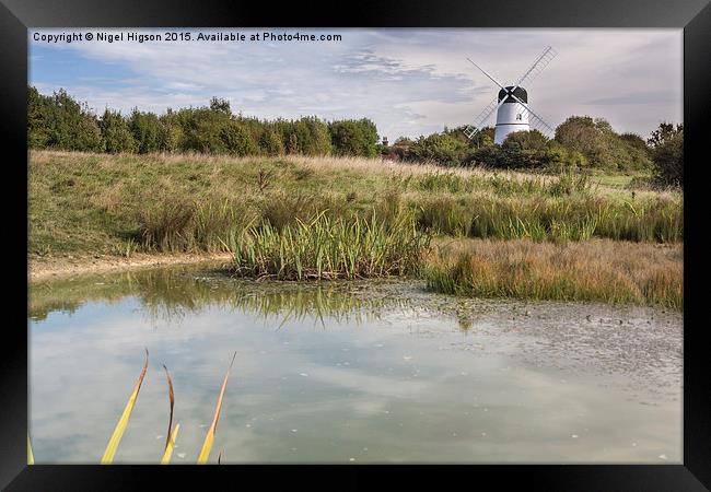  Dew pond and windmill Framed Print by Nigel Higson