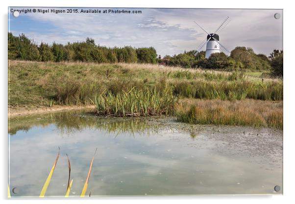  Dew pond and windmill Acrylic by Nigel Higson