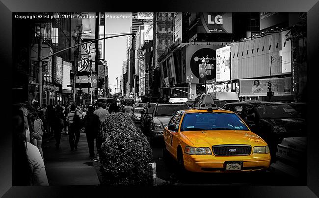  Times Square Taxi Framed Print by ed pratt