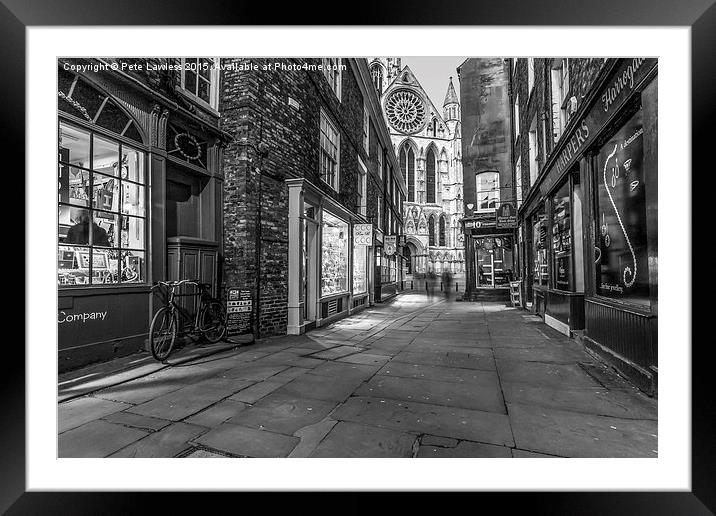  Minster Gates with ghostly apparitions in mono Framed Mounted Print by Pete Lawless