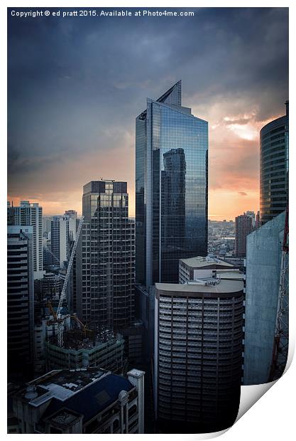  Manila Skyscraper Print by ed pratt