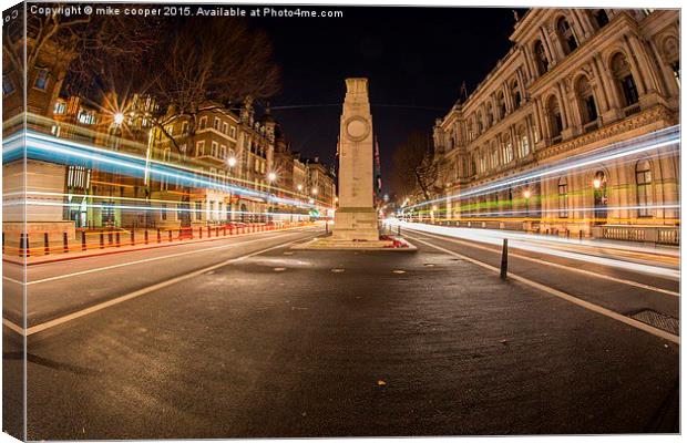 The Cenotaph nighttime traffic   Canvas Print by mike cooper