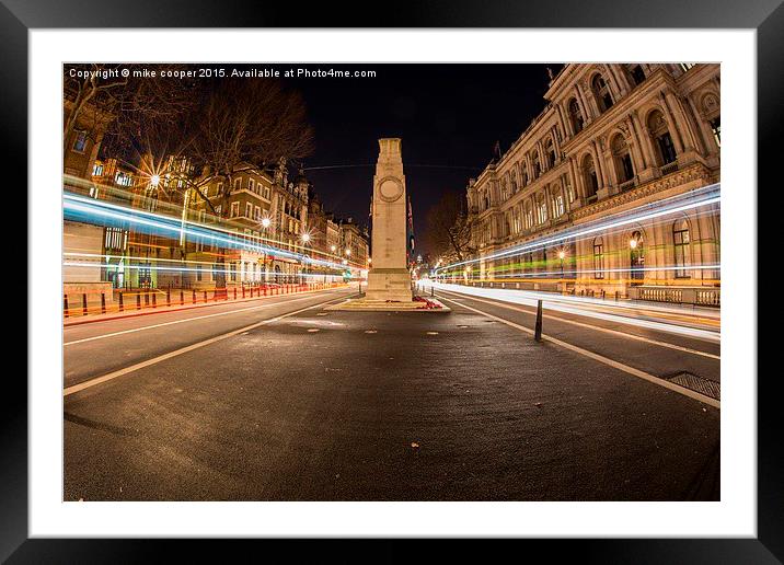 The Cenotaph nighttime traffic   Framed Mounted Print by mike cooper