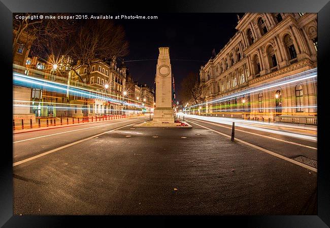 The Cenotaph nighttime traffic   Framed Print by mike cooper