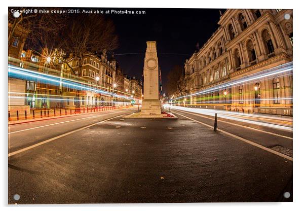 The Cenotaph nighttime traffic   Acrylic by mike cooper