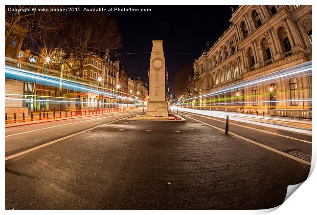 The Cenotaph nighttime traffic   Print by mike cooper