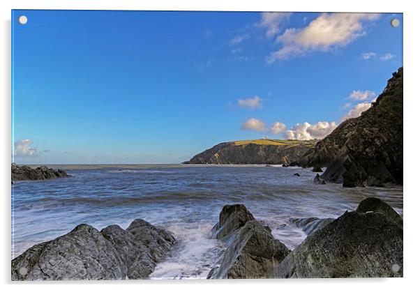  Sandy Cove, Lee Bay North Devon. Acrylic by Dave Wilkinson North Devon Ph