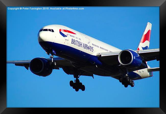 Landing At Heathrow Framed Print by Peter Farrington