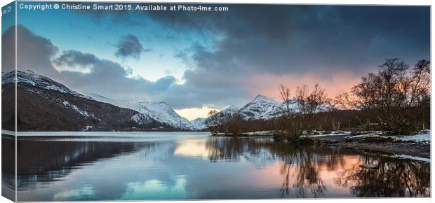  Sunset Reflections Panorama - Llyn Padarn Canvas Print by Christine Smart