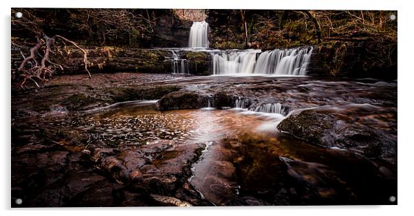  Sgwd Ddwli Isaf waterfalls South Wales Acrylic by Leighton Collins