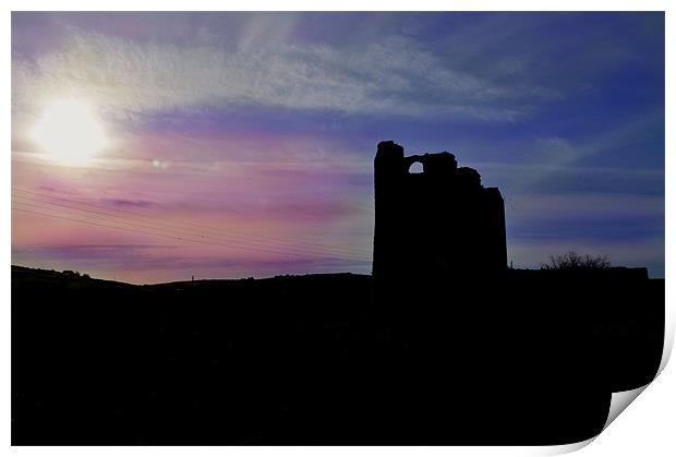 Silhouetted Mill, Cornwall Print by C.C Photography