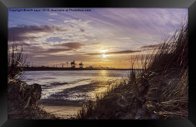 Tees Bay Sunset Framed Print by keith sayer