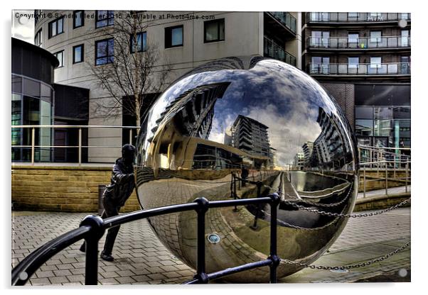  Clarence Dock  Mirror Ball Leeds Acrylic by Sandra Pledger