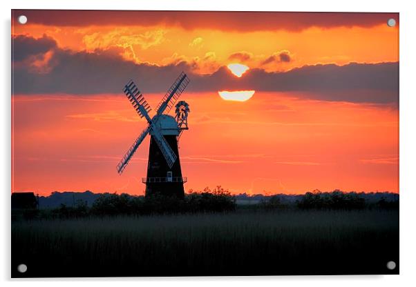  Sundown over Berney Arms Acrylic by Broadland Photography