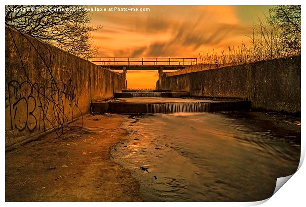  Weir Sunset Print by Tony Clement
