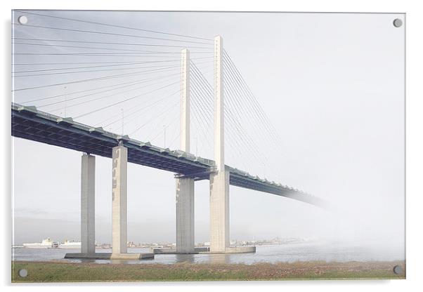  Fog at Dartford Bridge Acrylic by Michael Chandler