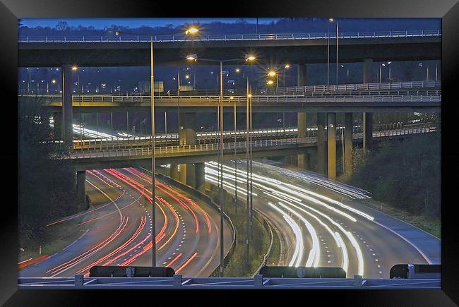 Motorway Junction of M23 and M25 at dusk Framed Print by Michael Chandler