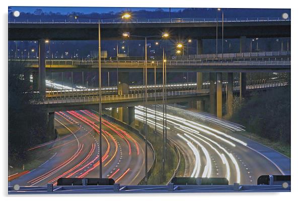  Motorway Junction of M23 and M25 at dusk Acrylic by Michael Chandler