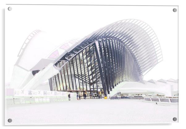  Lyon, France, St Exupery airport and rail station Acrylic by Michael Chandler