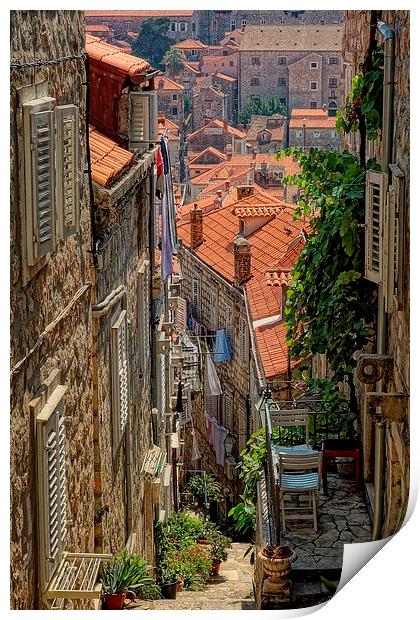  Narrow Streets of Dubrovnik Print by Broadland Photography