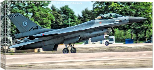  F16 Touch Down Canvas Print by Peter Farrington