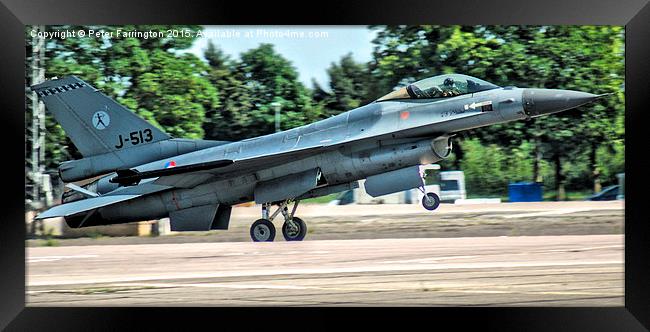  F16 Touch Down Framed Print by Peter Farrington