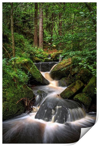 Wyming Brook Cascading Falls Print by Darren Galpin
