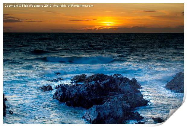  Sunset rocky bay Print by Kish Woolmore