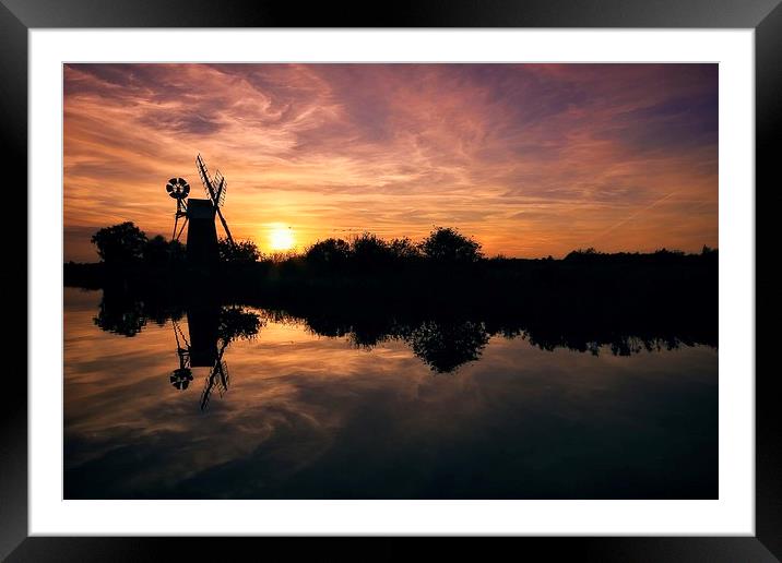  Turf Fen Sunset Framed Mounted Print by Broadland Photography