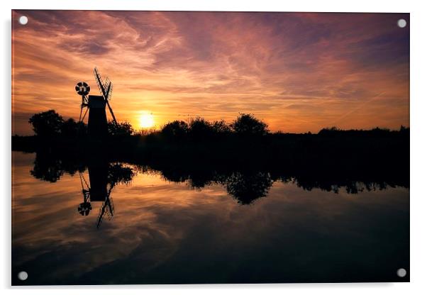  Turf Fen Sunset Acrylic by Broadland Photography