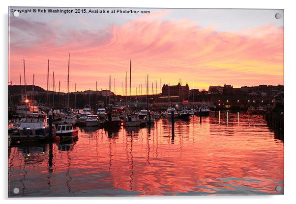  Scarborough Harbour Sunset Acrylic by Rob Washington