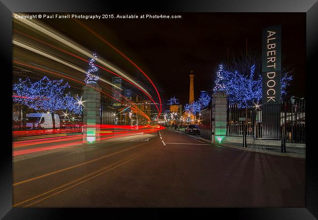  Albert Dock light trails Framed Print by Paul Farrell Photography