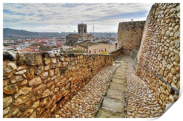 Village of Calafell from the castle Print by Josep M Peñalver