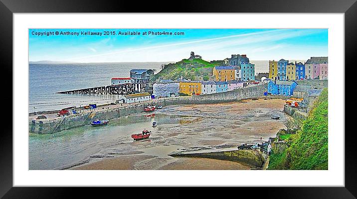  TENBY HARBOUR AT LOW TIDE Framed Mounted Print by Anthony Kellaway