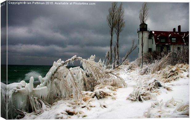  Point Betsie Winter Day Canvas Print by Ian Pettman