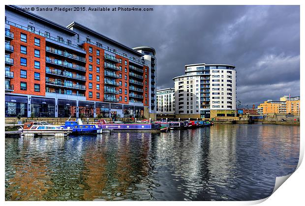  Boats in Clarence Dock Leeds Print by Sandra Pledger