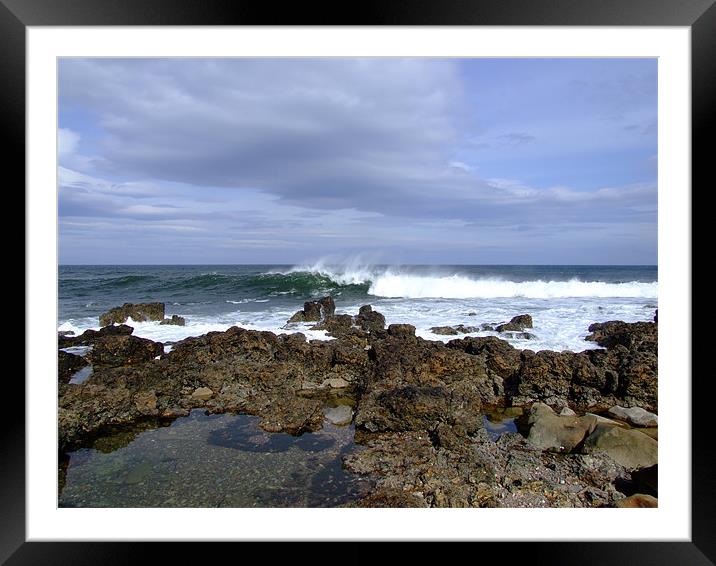 Wave breaking in Lossiemouth Framed Mounted Print by Dave Wyllie
