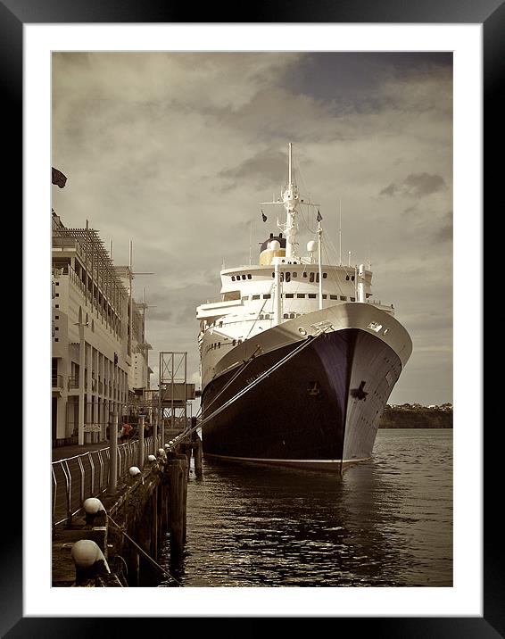 Moored Ship - Auckland Harbour Framed Mounted Print by Philip Hurrell