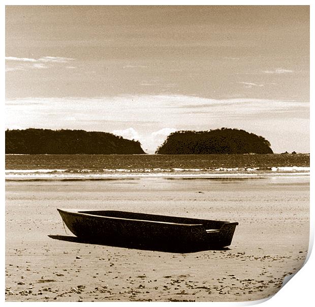 Boat on Beach Duo Tone  Print by james balzano, jr.