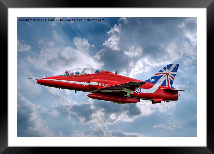  Hawk T1A Red Arrows - 50 Display Season Colours Framed Mounted Print by Steve H Clark